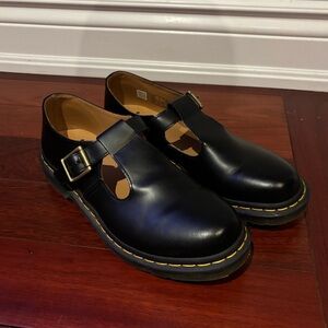 Dr. Marten Mary Jane Black Leather Buckle Shoes